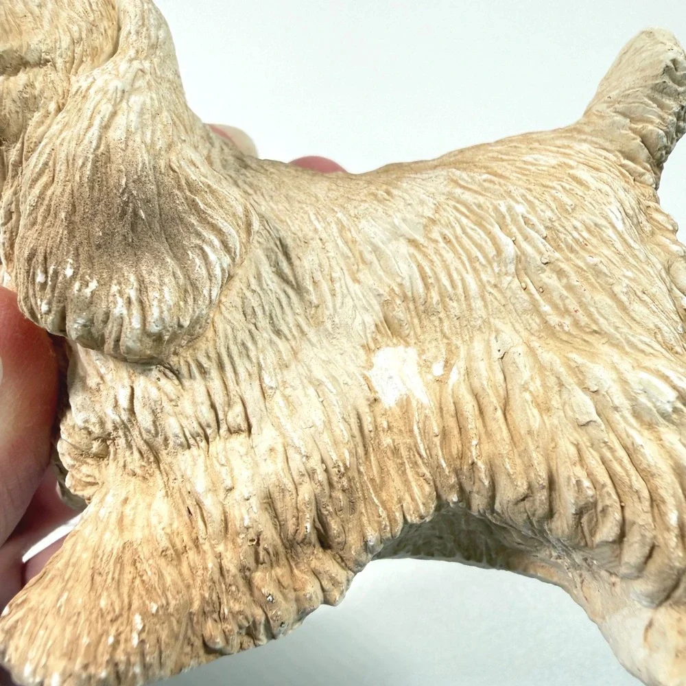 Stone Critter Littles Vintage 1984 Cocker Spaniel Dog Figurine Resin Buff Tan 3